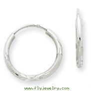 14K White Gold 1.5x14mm Diamond-Cut Endless Hoop Earrings