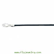 14K White Gold 16.00 Inch Black Leather Cord