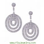 14K White Gold 1.75ct Diamond Triple Circle Drop Earrings SI1-SI2 G-H
