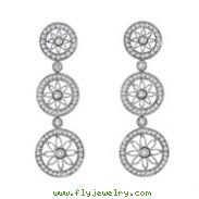 14K White Gold 1.76ct Diamond Triple Circle Floral Designer Drop Earrings