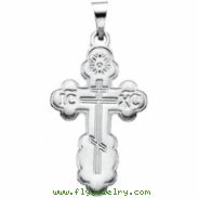 14K White Gold 19.00 X Die Struck Orthodox Cross Pendant