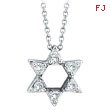 14K White Gold .19ct Diamond Jewish Star of David Pendant On Cable Chain Necklace