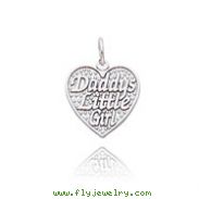 14K White Gold "Daddy's Little Girl" Heart Charm