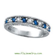 14K White Gold .23ct Diamond and Sapphire Ring Band