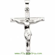 14K White Gold 24.5x19.25 Cross With Crucifix