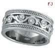 14K White Gold .24ct Antique Rustic Style Diamond Band Ring
