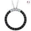 14K White Gold .25ct Black Diamond Circle Pendant On Cable Chain Necklace