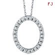 14K White Gold .25ct Diamond Oval Pendant On Cable Chain Necklace