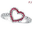 14K White Gold .25ct Pink Sapphire & .19ct Diamond Heart-Shaped Ring