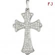 14K White Gold 26.37x18.08 Diamond Cross