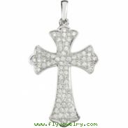 14K White Gold 26.37x18.08 Diamond Cross