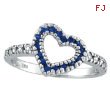 14K White Gold .27ct Sapphire & .19ct Diamond Heart-Shaped Ring
