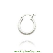 14K White Gold 2x10mm Diamond Cut Round Tube Hoops