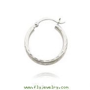 14K White Gold 2x15mm Diamond Cut Round Tube Hoops