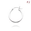 14K White Gold 2x20mm Classic Hoops