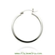 14K White Gold 2x25mm Square Tube Hoops