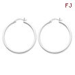 14K White Gold 2x38mm Square Tube Hoops