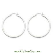 14K White Gold 2x38mm Square Tube Hoops