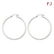 14K White Gold 2x45mm Square Tube Hoops