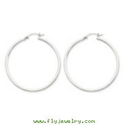 14K White Gold 2x45mm Square Tube Hoops