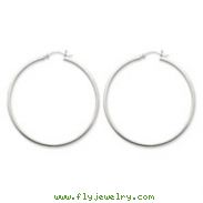 14K White Gold 2x50mm Square Tube Hoops