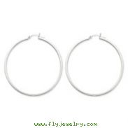 14K White Gold 2x55mm Square Tube Hoops