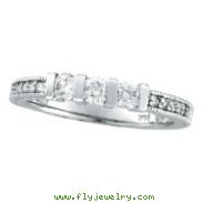 14K White Gold 3-Stone .52ct Diamond Wedding Band