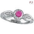 14K White Gold .30ct Pink Sapphire With .14ct Diamond Bezel Ring