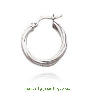 14K White Gold 3.25x15mm Polished Twisted Hoops