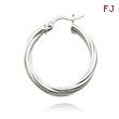 14K White Gold 3.25x20mm Polished Twisted Hoops