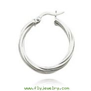 14K White Gold 3.25x20mm Polished Twisted Hoops