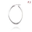 14K White Gold 3.50mm Large Oval Classic Hoops