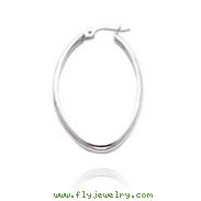 14K White Gold 3.50mm Large Oval Classic Hoops