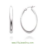 14K White Gold 3.50mm Oval Classic Hoops