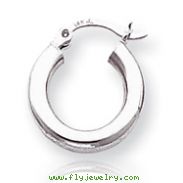 14K White Gold 3x16mm Round Hoop Earrings