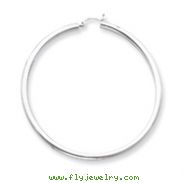 14K White Gold 3x65mm Round Hoop Earrings