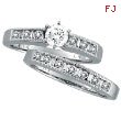 14K White Gold .40ct Center Diamond & .91ct Baguette & Round Diamond Bridal Ring Set H-I SI2