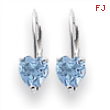 14k White Gold 5mm Heart Blue Topaz earring