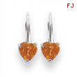 14k White Gold 5mm Heart Citrine earring