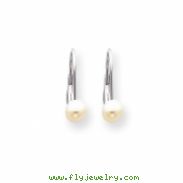 14k White Gold 5mm Pearl Leverback Earrings
