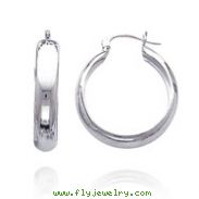 14K White Gold 6.50x25mm Hoop Earrings