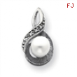 14k White Gold 6mm Pearl A Diamond pendant