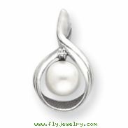 14k White Gold 7mm Pearl A Diamond pendant