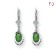 14k White Gold 7x5mm Oval Emerald leverback earring