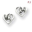 14K White Gold AA Diamond Heart Earring