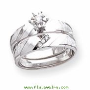 14k White Gold AA Quality Trio Engagement Ring