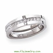 14k White Gold AA Quality Trio Ladies Wedding Band ring