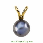14K White Gold Akoya Cultured Black Pearl Pendant