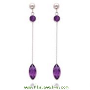 14K White Gold Amethyst Post Dangle Earrings