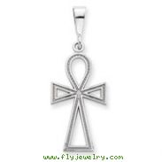 14K White Gold Ankh Cross Pendant